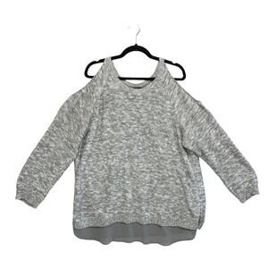Torrid Cold Shoulder Marled Pullover Sweater Women's Sz 3 (3X) Gray Edgy Flirty